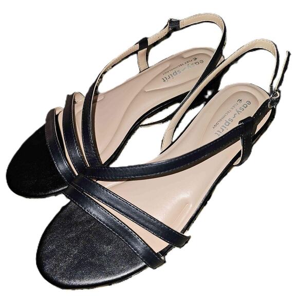 Easy Spirit Glenni Black Open Toe Strappy Slingback Sandals Size 7.5 W New - Picture 1 of 9